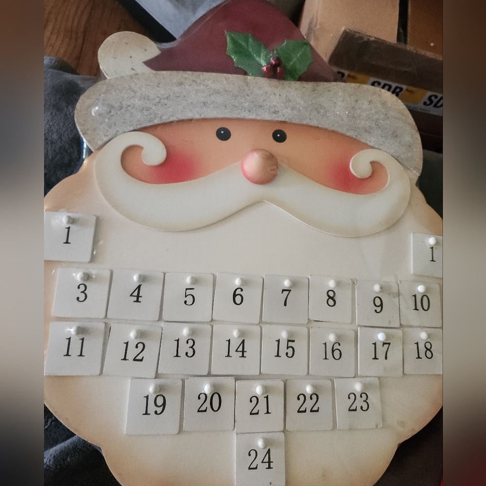 Wooden count down to Christmas Santa